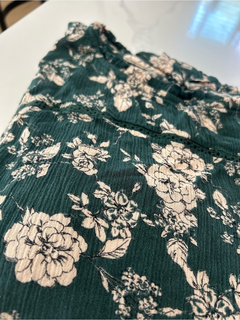 Long Sleeve Forest Green Floral Tiered Mini Dress - Picture 8 of 8